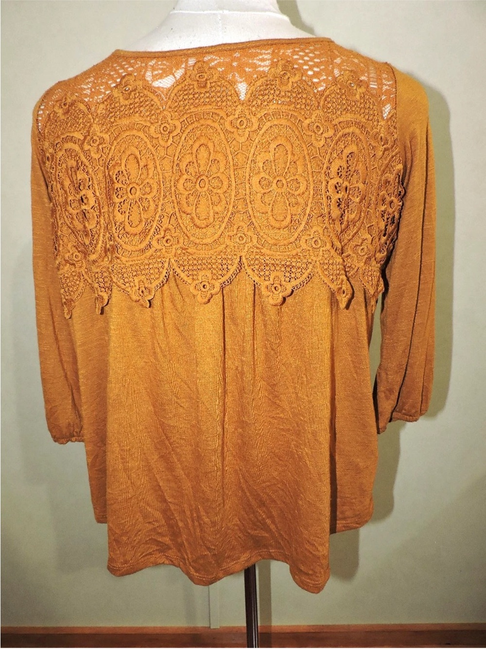 Xhilaration Top Size XL Crochet Lace Sheer Boho Blouse